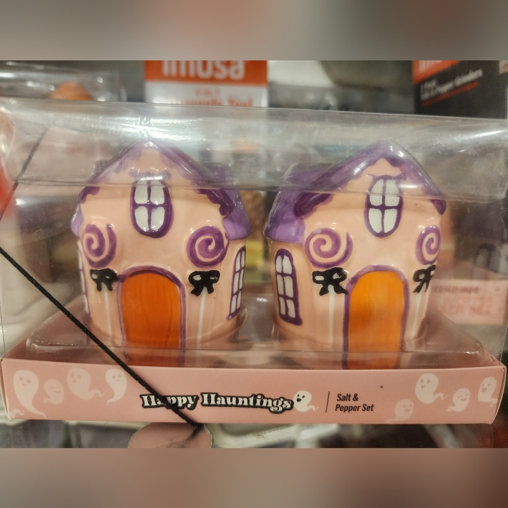 Happy Hauntings Salt & Pepper Set - Purple and Orange